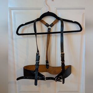 Black Faux Adjustable Leather Harness